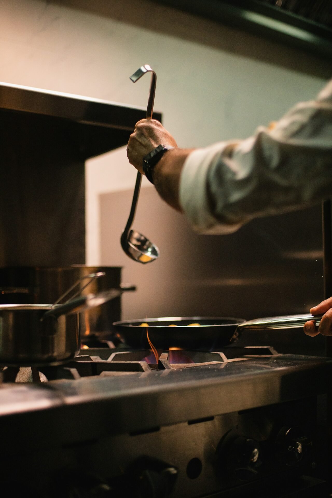 Chef at work in a professional kitchen