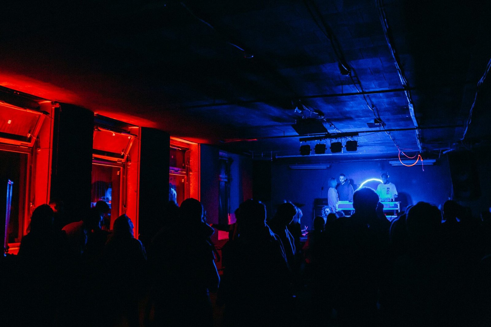 Neon Live Music sign on a venue wall